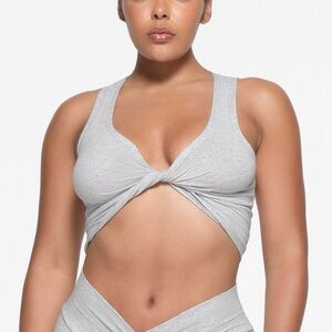 SKIMS Gray Twist Front Crop Top